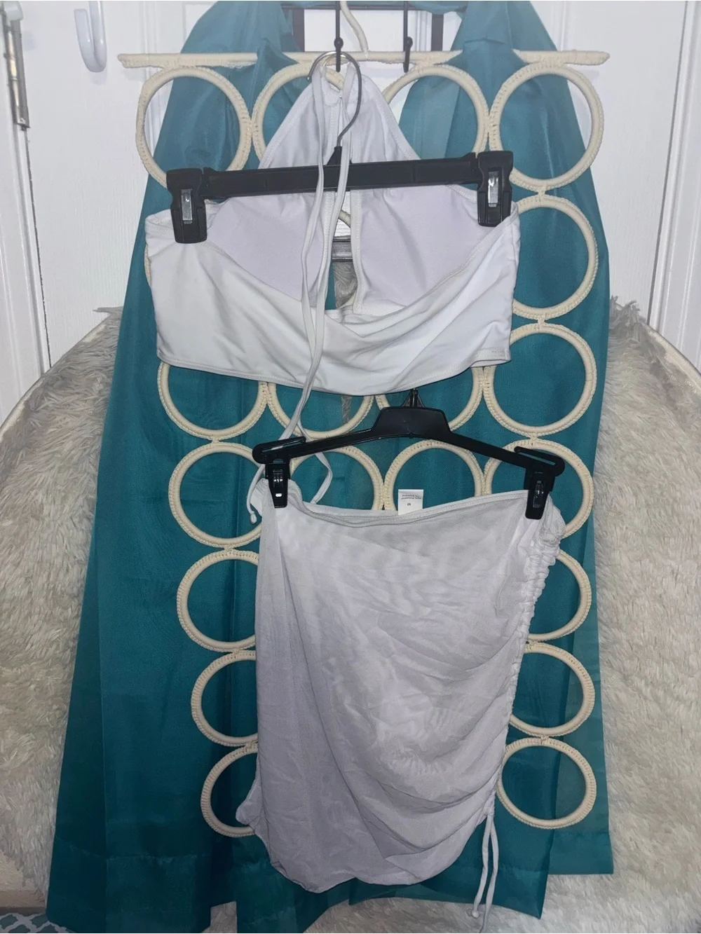 White Halter Bikini Top and Cover-Up Set Medium NWOT